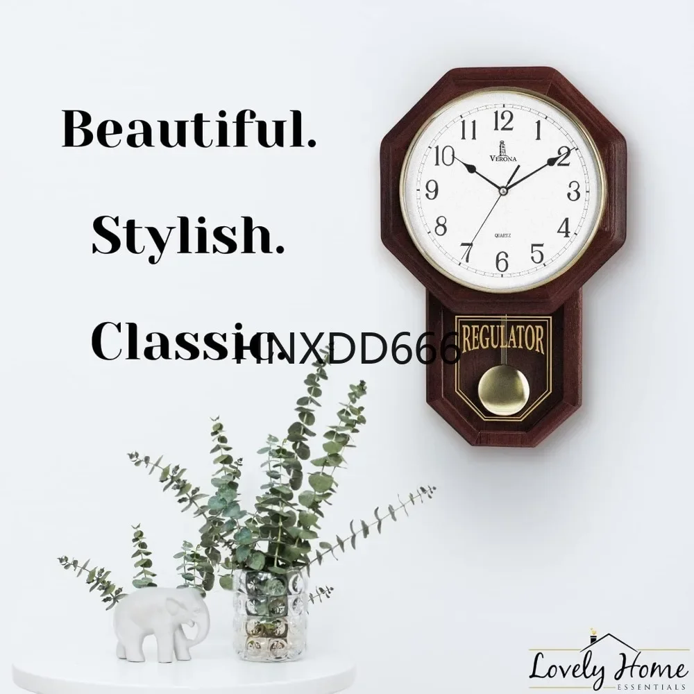 Schoolhouse Design - Quiet, Non-Chiming, Wooden & Battery Operated - Decorative Wall Decor for Living Room,18x11, Wall Clocks