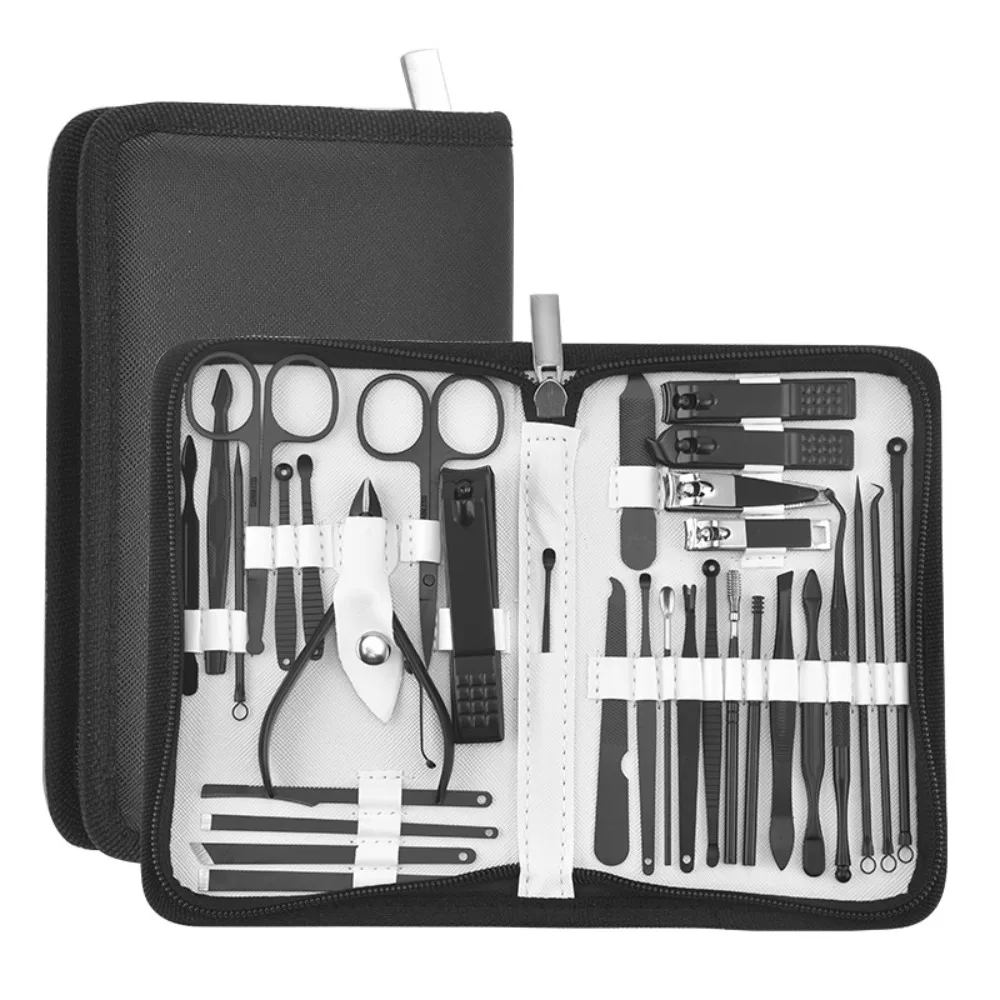 

32pcs Stainless Steel Manicure Set with Storage Case Durable Nail Clippers Kit Professional Nail Grooming Kit Student