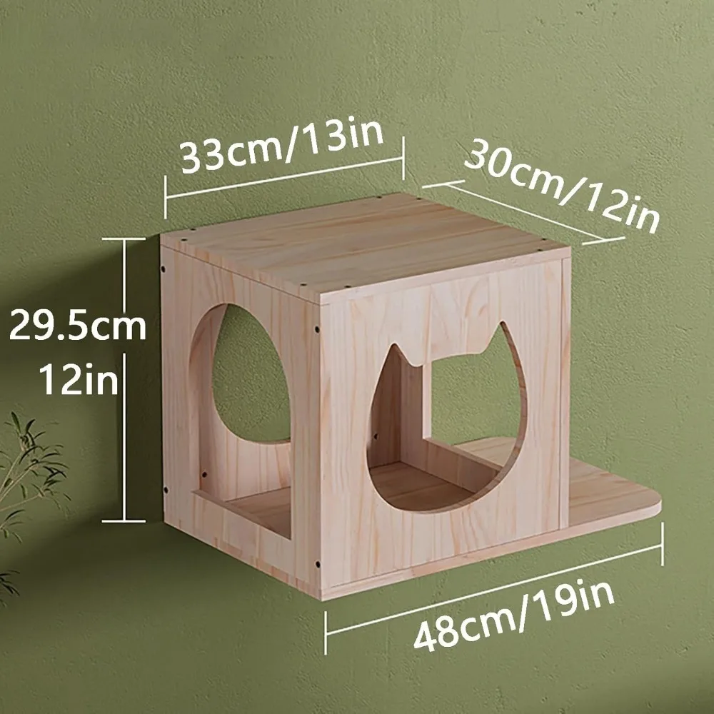 طقم أثاث قطط مكون من 5 قطع مثبت على الحائط مع جدار التسلق والأرفف ومنصات القفز