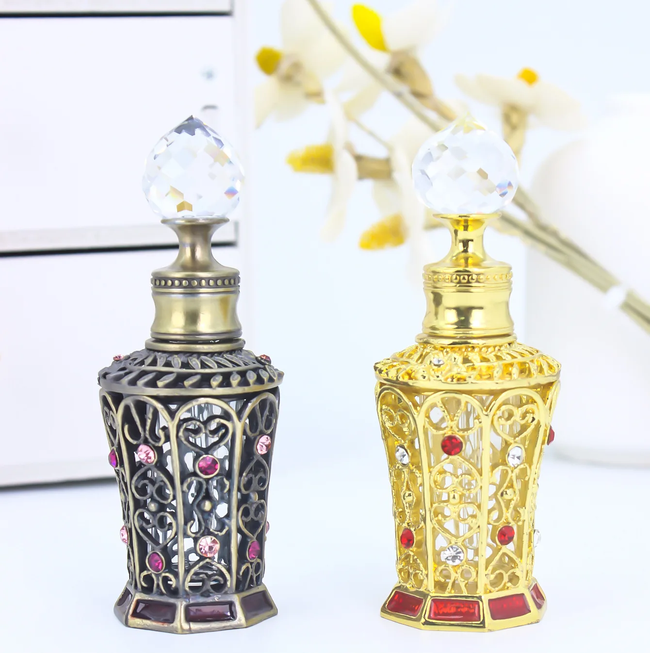 10ml Empty Diamond Perfume Bottle Middle East Dubai Style Classic Travel Essential Oil Dispenser Bottle  High Quality Fragrance