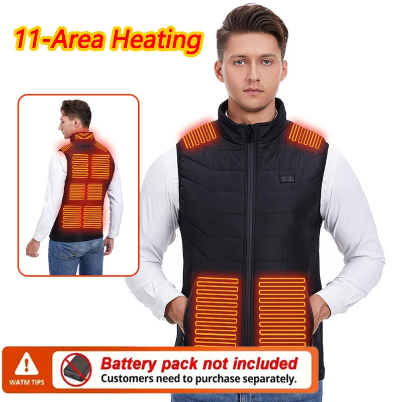 

Autumn Winter 11-Zone Heated Vest Women Sport Warm Heated Vest Men Heated Warm Vest Casual Outdoor (Not Included The Power Bank)