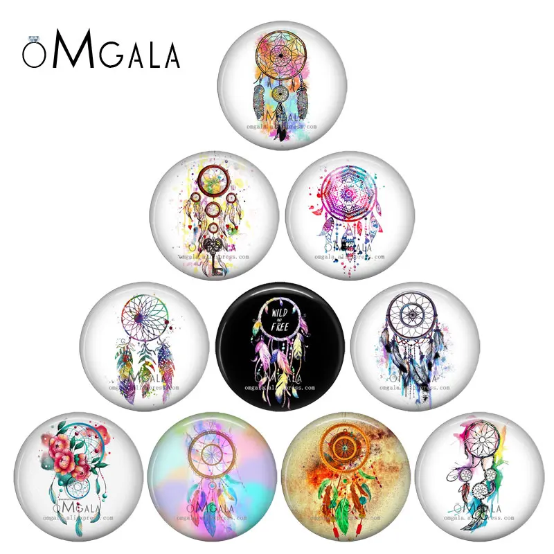 Beauty Colorful Dream Catcher Art Patterns 10pcs 12mm 14mm 20mm 25mm Handmade Photo Glass Cabochons DIY Making Accessories