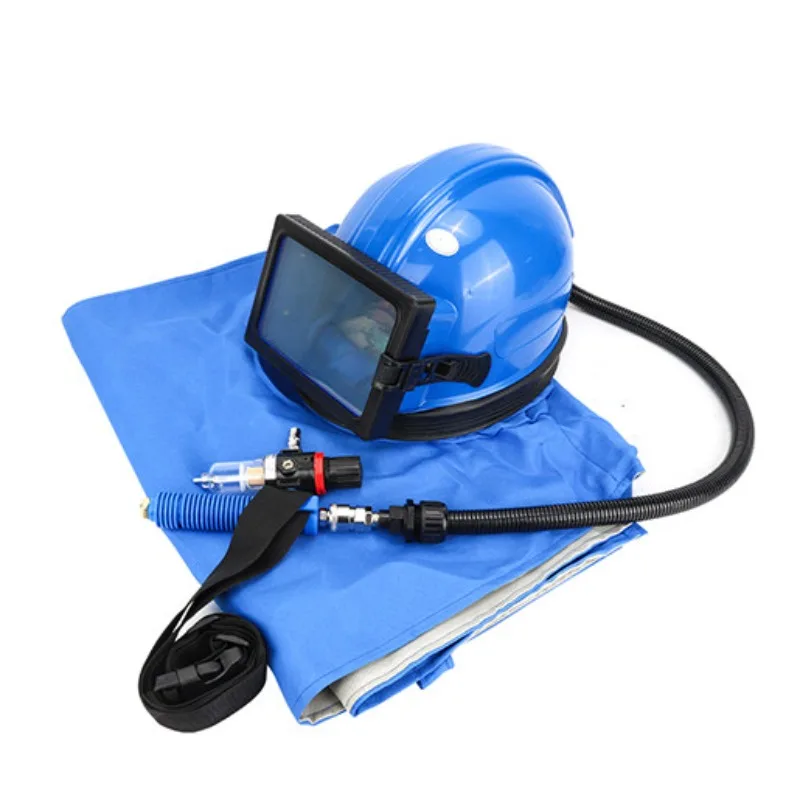 For oxygen supply sandblasting helmet flat glass lens sandblasting cap one-piece, quality assurance