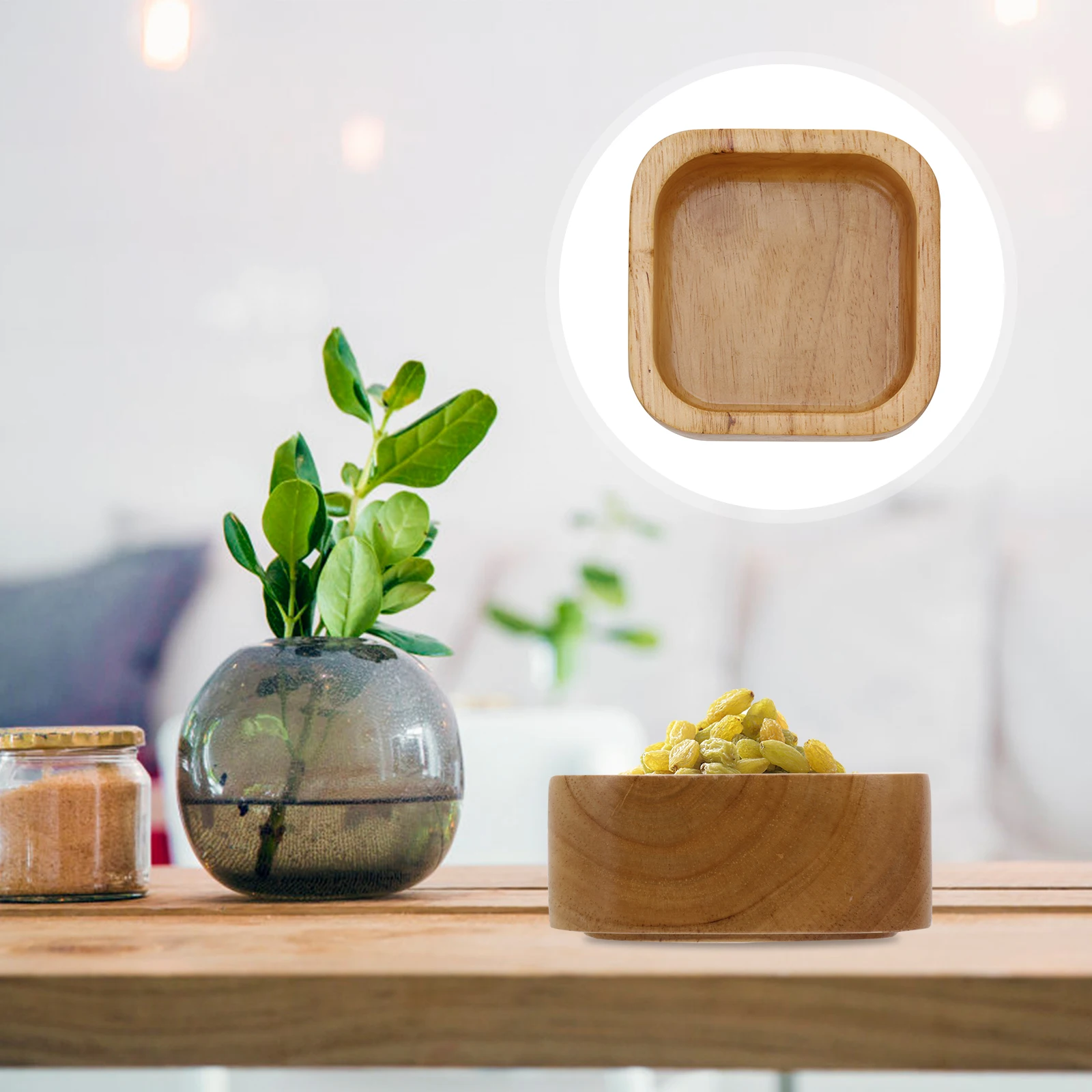 

1pc Wooden Set Bowl Food Serving Bowl For Salad Rice Fruits Dessert Storage Holder Wooden Tableware Kitchen