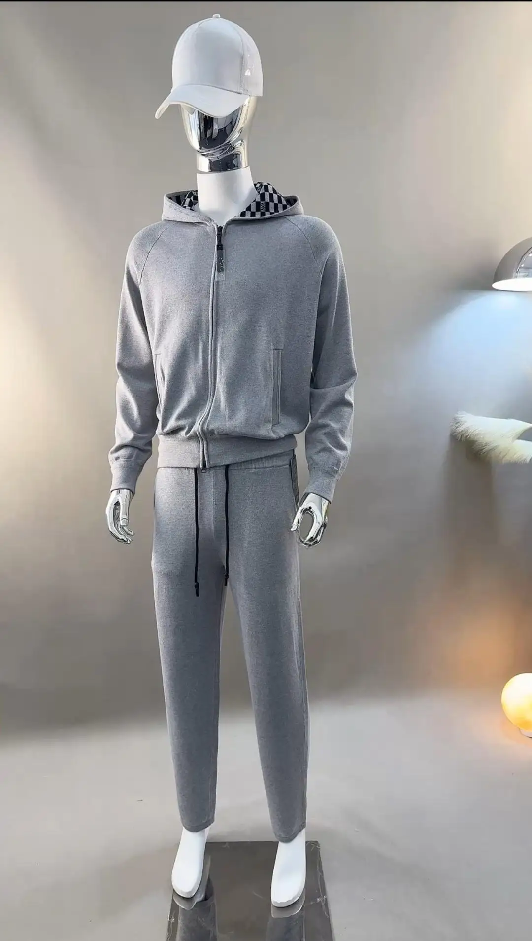2026 Men Golf Knit Outfit Fall New 2 Piece Hooded Coat & Slim Knitted Trousers Sports Casual Set