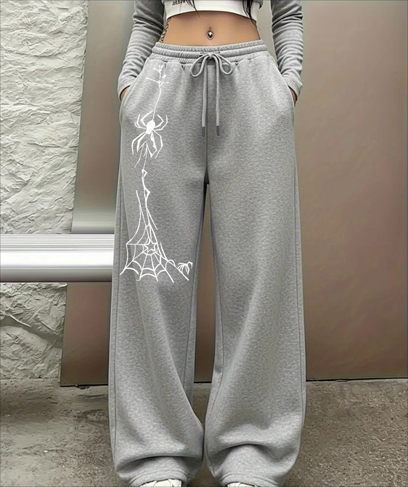 Men Women Straight‑Leg Long Pants 3D Spider Art Print Quick‑Dry Trousers Drawstring Elastic Waist Gothic Streetwear Pants