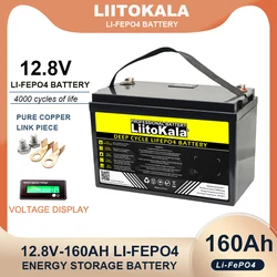 LiitoKala 12.8V 160AH LiFePO4 bateria z systemem BMS 12v 4s fosforan litowo-żelazowy 4000 cykli inwerter zapalniczki akumulatory bez podatku