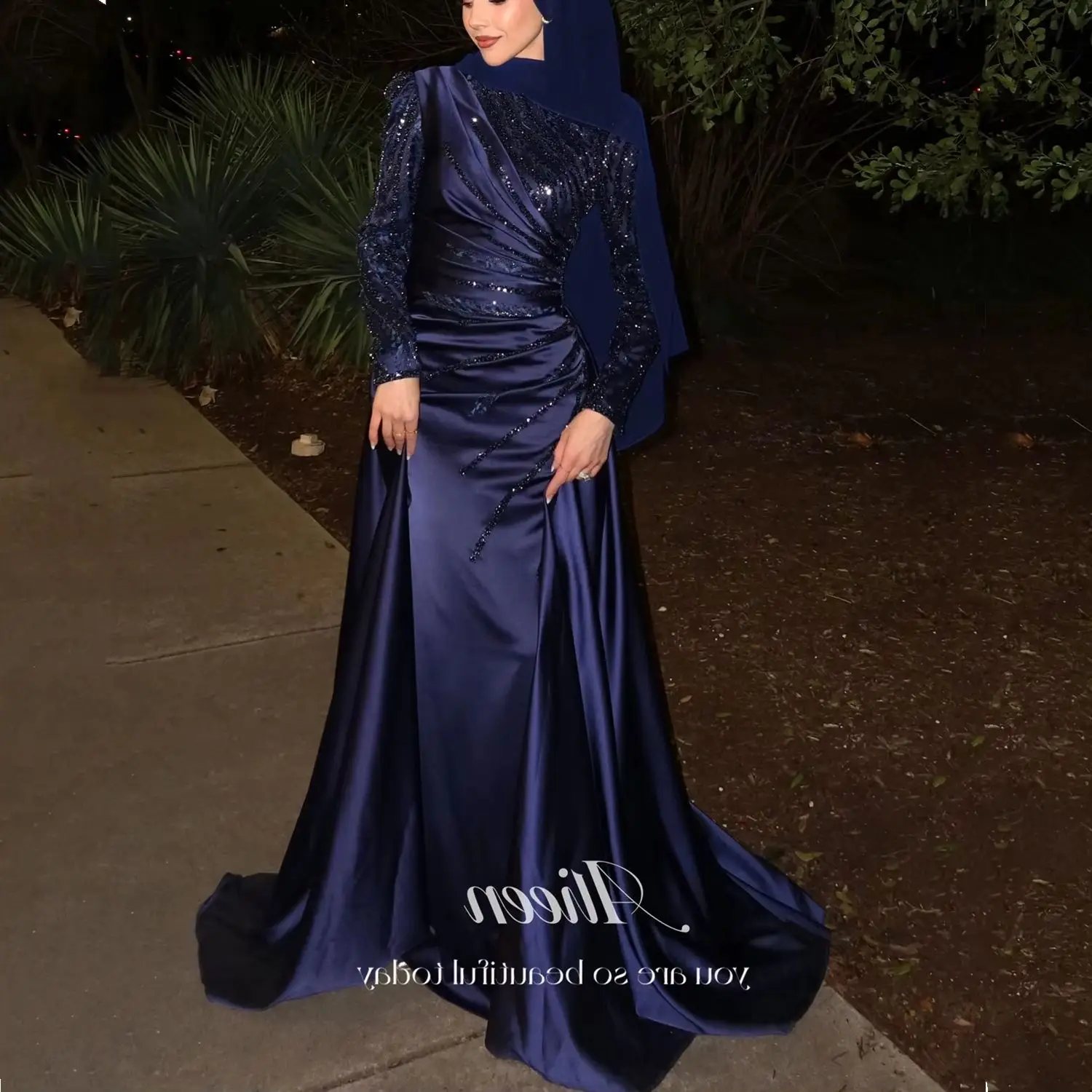 

Мусульманские платья Aileen Gala с длинными рукавами, роскошные вечерние платья 20225, женские платья فساتين سهرة Vestidos De Festa, атласные бусины по индивидуальному заказу