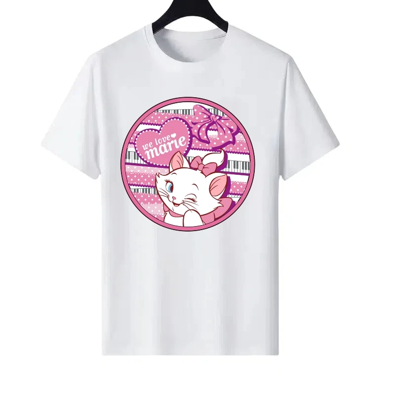 

Disney Marie Cat Pattern Woman Fashion Round Neck Loose Parent-child Clothing Ladies Cheap Y2k Short Sleeves T-Shirt Sweatshirts