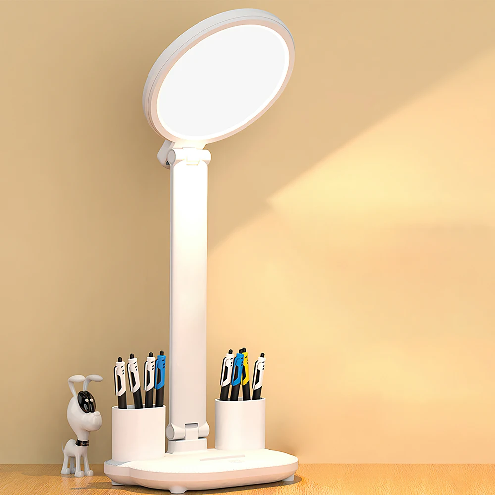 Rechargeable Table Lamp for Study, Desk Lamp Reading Light Led Table Light with Fan, Led Clock Dispaly Reading Lamp