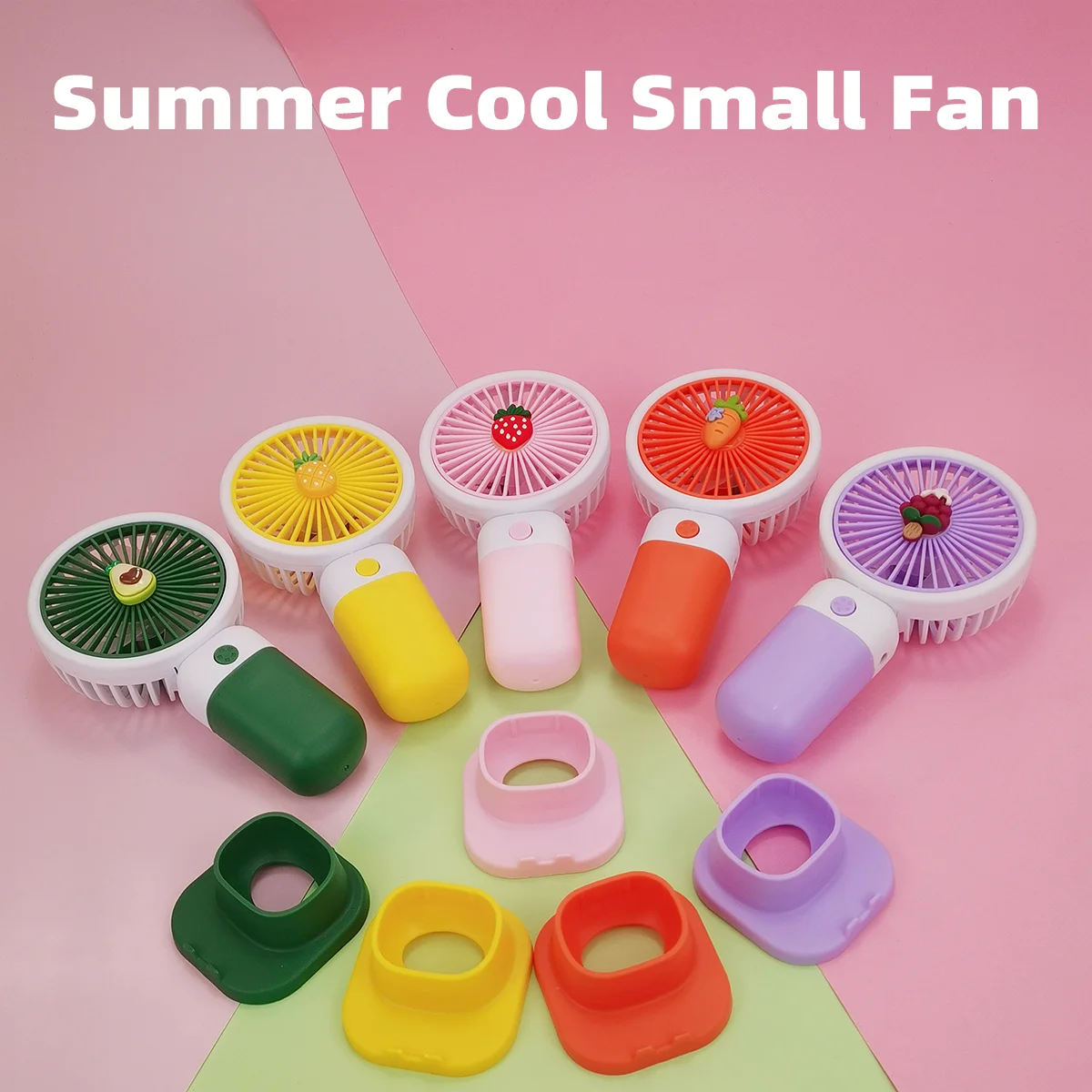 Portable small fan, handheld with hanging rope, children's mini summer gift, prize, loop USB charging, quiet and windy