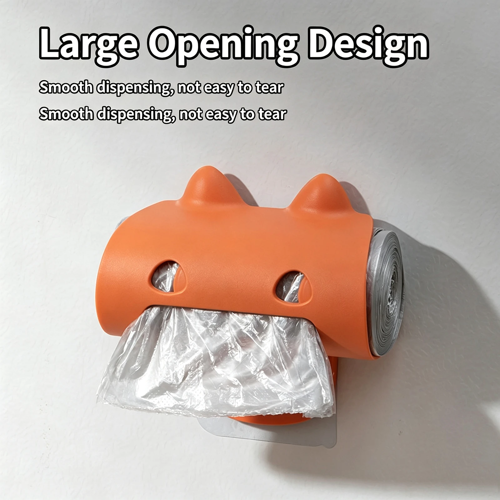Cute Wall Mount Grocery Bag Dispenser Plastic Bag Holder Storage Box Kitchen Garbage Bag Organizer Container Adhesive Punch Free