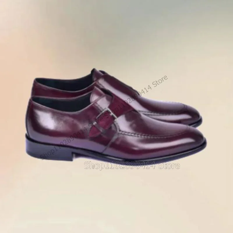 Paars naaien ontwerp gesp decor mannen schoenen mode slip op mannelijke schoenen luxe handgemaakte partij kantoor banket mannen kleding schoenen