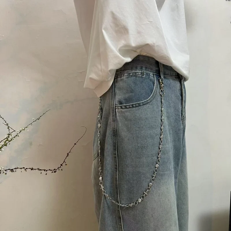 Cadena de bolso Simple y versátil a la moda, accesorios informales, colgante de Cruz Retro de Hip-Hop, cadena de cintura para pantalones vaqueros