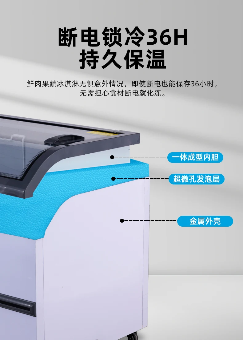 Freezer Commercial Display Large Capacity Ice Cream Cabinet Curved Glass Door Combination Island Horizontal