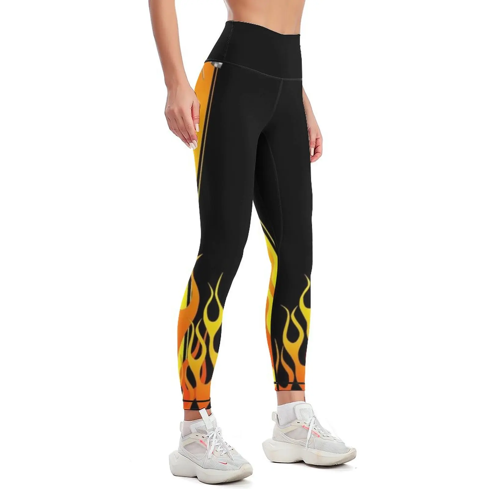 Hot Racing Flames Stripes Leggings for fitness sport pants Womens Leggings