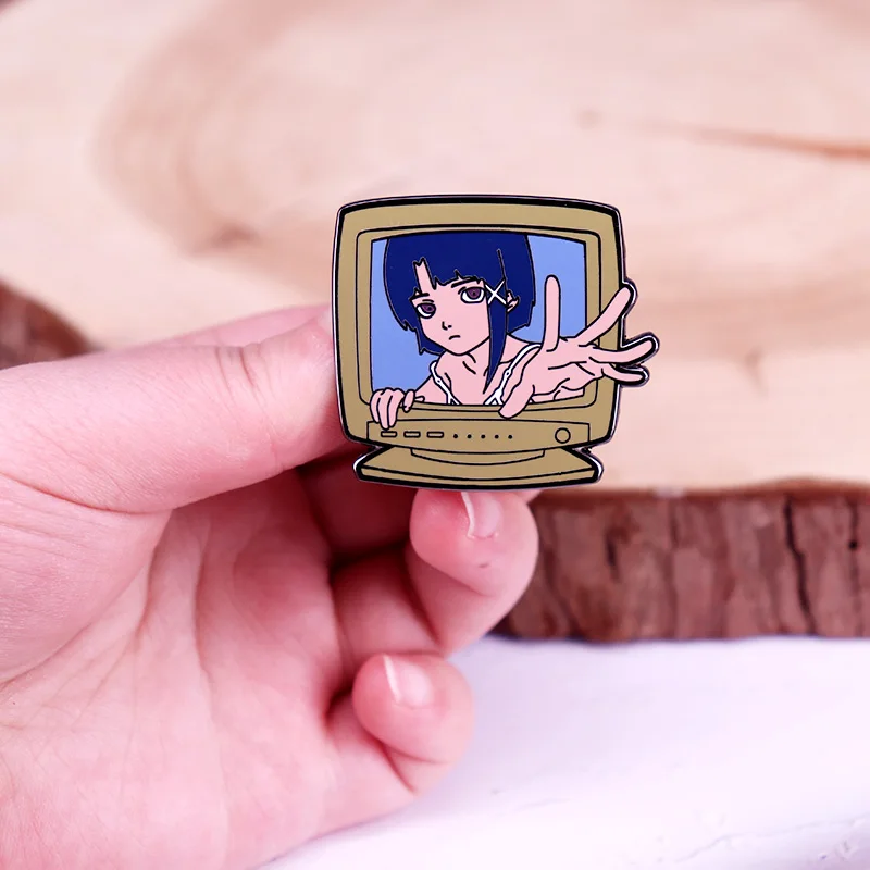 Serial Experiments Lain Enamel Pin Sci-fi Suspense Animated Character Badge view 5