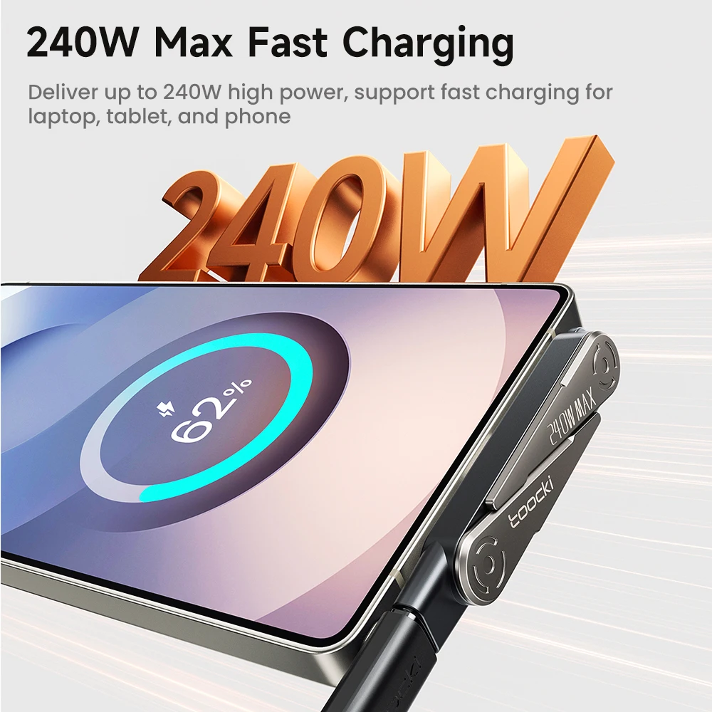 Toocki 240W USB C To USB C Adapter With Stand 90 Degree Type C To iP Converter For iPhone 17 16 14 Macbook Samsung Xiaomi Huawei