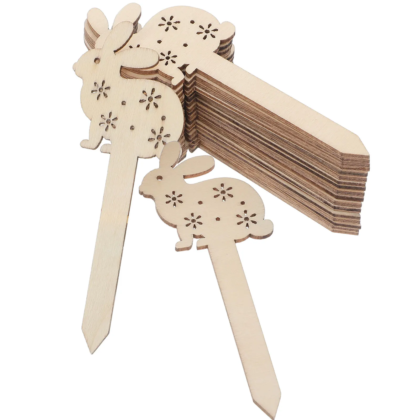 

20Pcs Unfinished Easter Rabbit Wooden Bookmarks Blank DIY Craft Kits Decorative Novelty Ornaments for Books and Home Decor