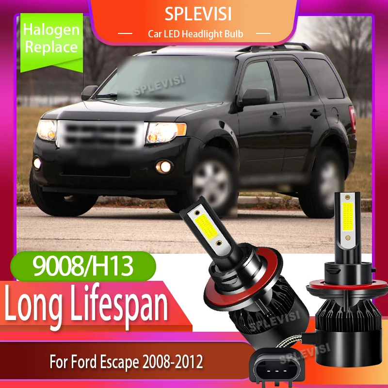 

2pcs H13 Headlight Headlamp Car LED Bulbs Black aluminium IP67 Waterproof 12v 60w/Bulb For Ford Escape 2008 2009 2010 2011 2012
