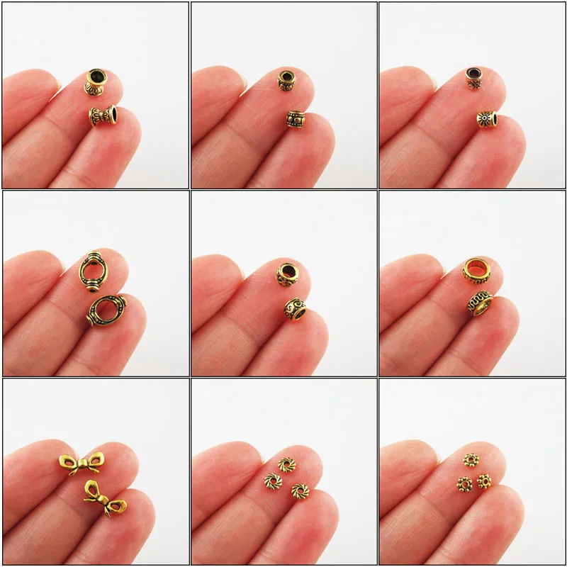 Fashion New Daisy Flower Oval Frame Butterfly Bow Heart Charms Spacer Bar Beads Antiqued Gold Plated