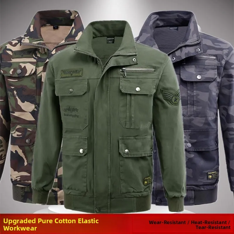 

Pure Cotton Camouflage Jacket Long Sleeve Welding Workwear Men's Automotive Repairing Labor Protection Clothes