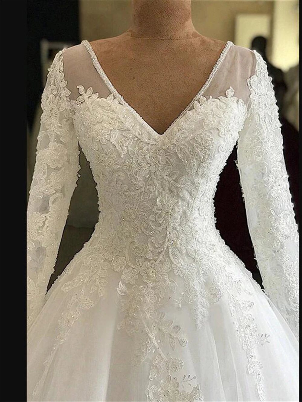 Princess A Line Bride Wedding Dress Long Sleeves Lace Appliques Long Sleeves Bridal Gowns Tailor-made Women Formal Party Clothes