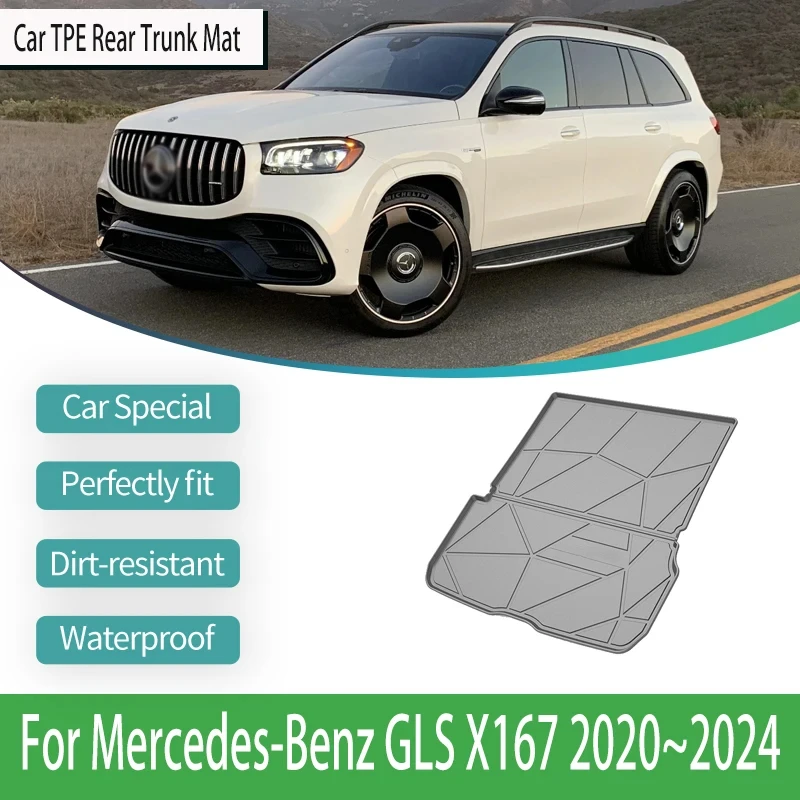 

Car Trunk Storage Pads For Mercedes-Benz GLS X167 2020~2024 TPE Waterproof Protecion Mat Interior Details Automobile Accessories