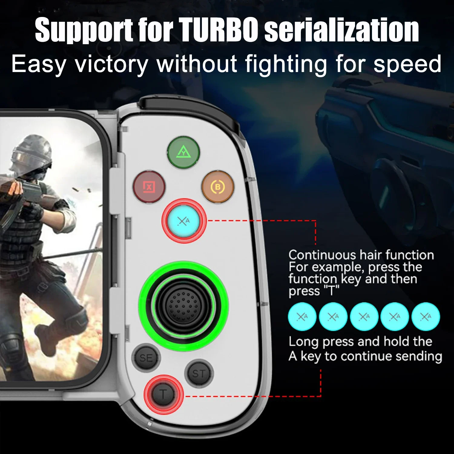 D8 Telescopic Gamepad Controller Joystick Turbo 6-axis Gyro Vibration Wireles Bluetooth 5.2 for Android IOS PS3 PS4 Switch IPad