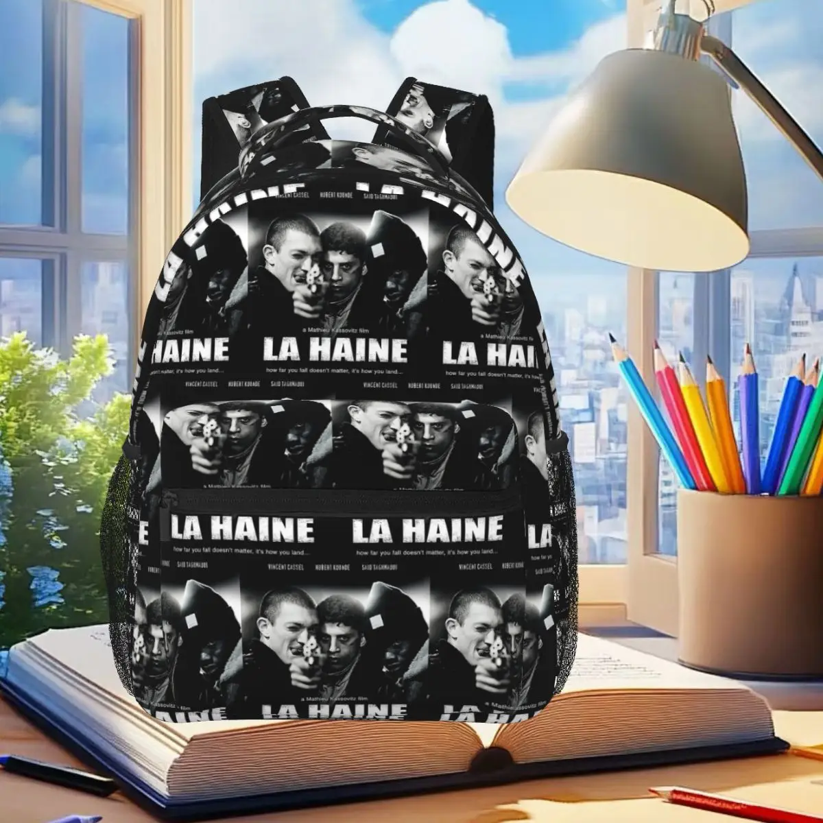 Vintage Black Wite 3 Man La Haine Poster Backpack Student Boys Girls BookBag Kids School Bag Laptop Shoulder Bags for Men Women