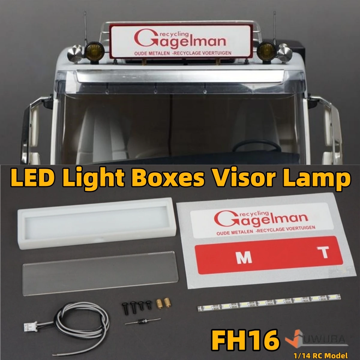 

LED Roof Advertising Light Boxes Visor Lamp Simulation for 1/14 Tamiya RC SCANIA VOLVOO FH16 Romote Control Trailer Toy Parts