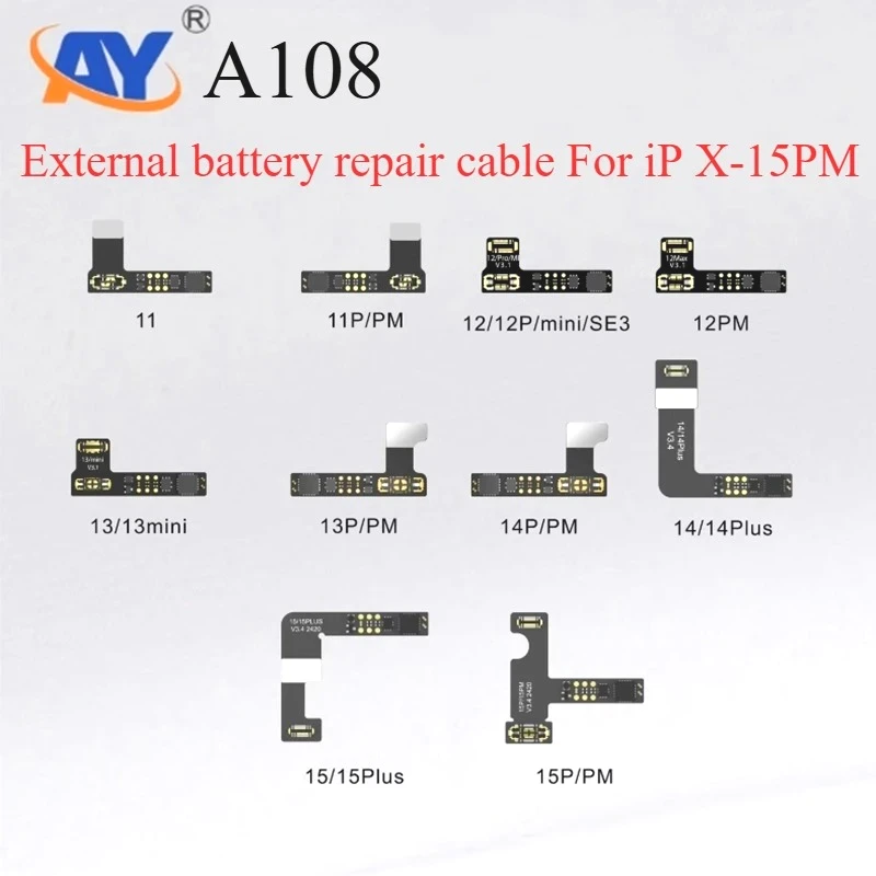 AY A108 Tag-on Externe Batterie Reparatur Flex Kabel Programmierer Für iPhone 11 12 13 14 15 Pro Max Battereis lesen Schreiben Reparatur Werkzeug