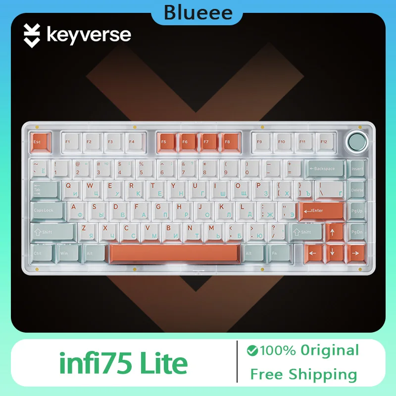 

Keyverse Infi75 Lite Mechanical Keyboard Wireless 3 Mode RGB Hot Swap Gasket Multifunctional Knob PC Gaming Keyboard Gamer Gifts