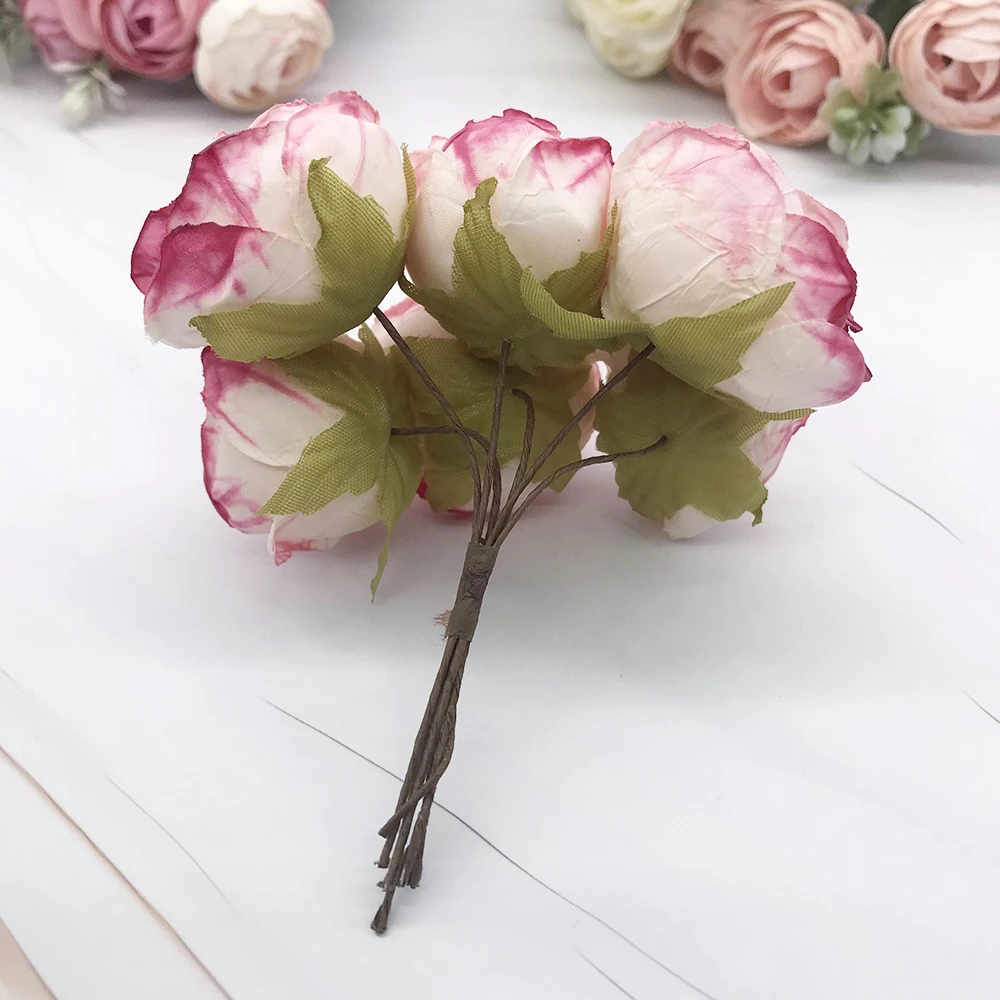 6 piece of simulation diy garland forest headdress European tea bud, hot edge retro rose silk flower bud decoration material