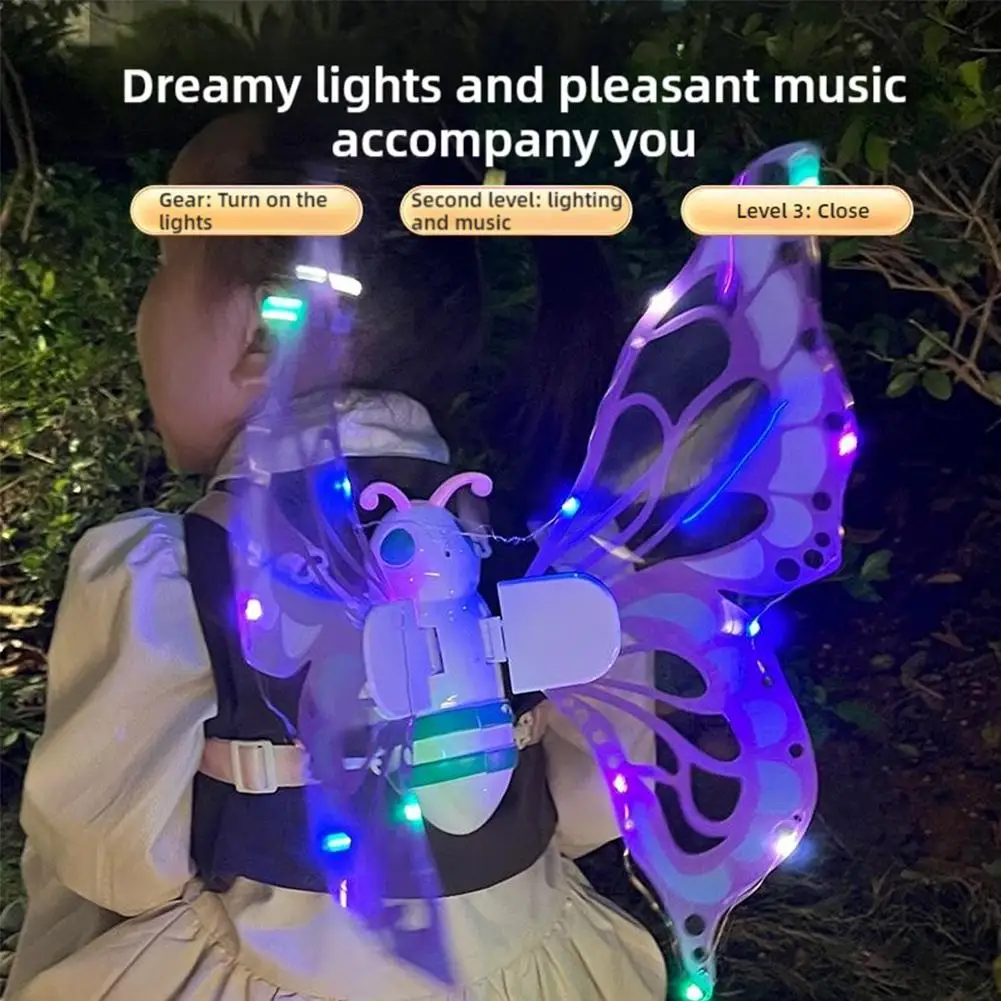 

Электрические крылья бабочки, движущиеся крылья эльфа со светящими крыльями феи для детей, день рождения, Рождество, косплей, платье, светодиодные крылья ангела