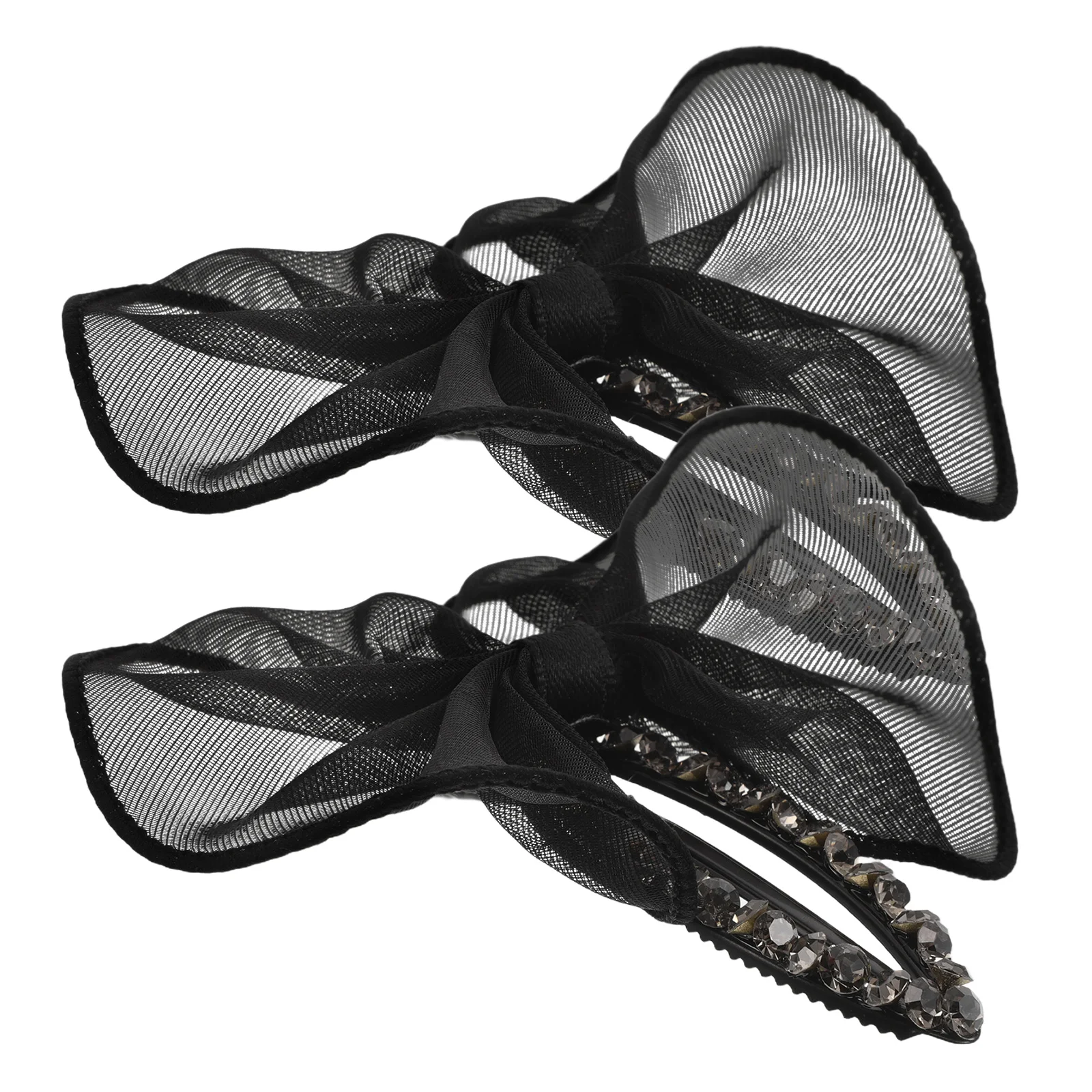 

2pcs Bow Clips Rhinestone Tulle Bowknot Hair Barrettes Duckbill Claw Clips Sparkly Ponytail Holders Bridal Wedding Party Hair