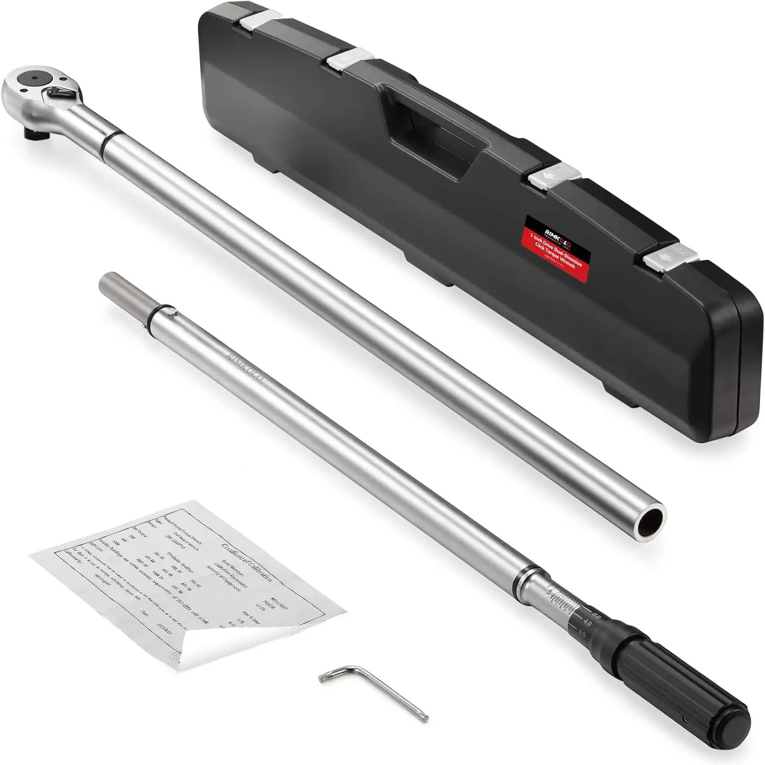 1-Inch Drive Click Torque Wrench, Dual-Scale Adjustable Torque Wrench Set with a Hex Key 200-1000ft.lb / 271-1356.7Nm