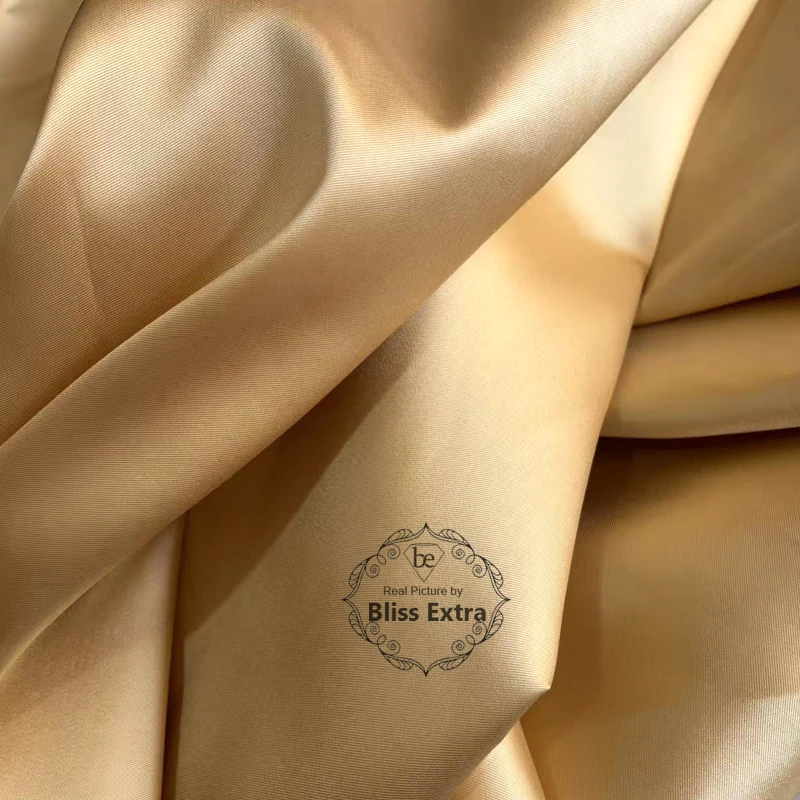 New Color Gold Luxury Stiff Mikado Satin Fabric by the Meter Bridal Wedding Dress Suit Fabric, Twill Satin DIY Sewing Material