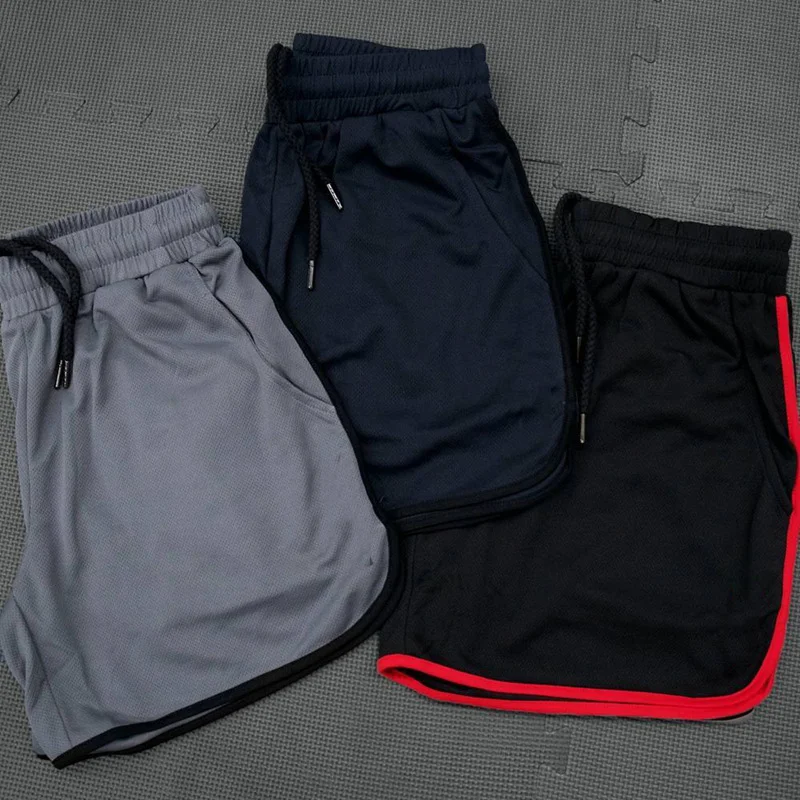 Men Summer Running Shorts Fitness Quick-drying Sport Shorts Breathable Mesh Workout Gym Short Pants Casual Sportswear Jogger