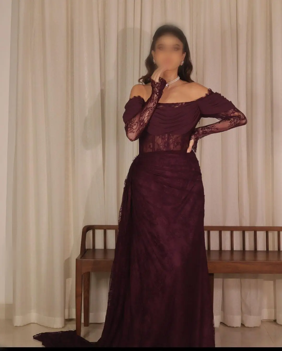 Customized Saudi Arabic Prom Dresses Lace Evening Dresses Long Sleeves Floor-length Party Dresses Vestidos De فساتين مناسبة image 3