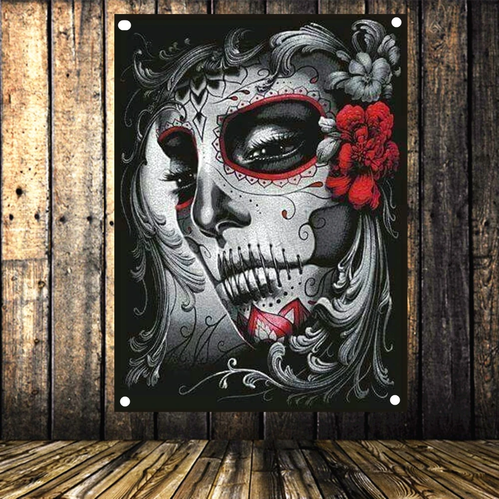 

Gothic Dark Art Banner Tapestry Wall Painting Tattoo Girl Posters and Prints Wall Hanging Flag Tattoo Studio Home Decor Drawing