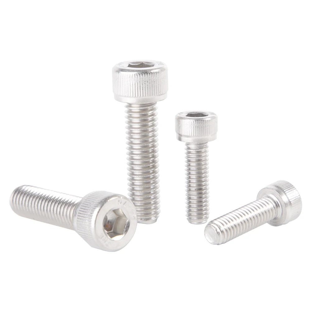 304 Stainless Steel Inner Hex Socket Head Cap Screws Bolts DIN912 A2 Hexagon Allen Full Threaded Screw Bolts M3 M4 M5 M6 M8 M10