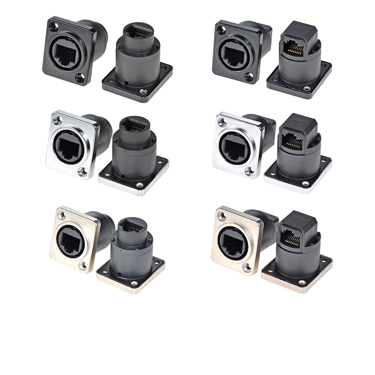 RJ45 Industrial network cable connector Panel mounted crystal connector Plug socket waterproof socket Network adapter