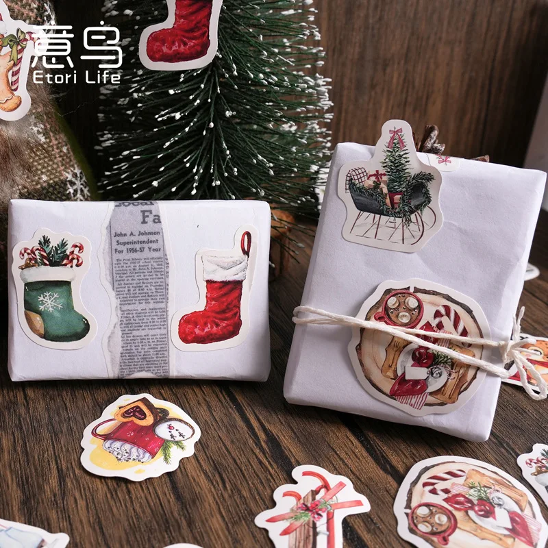 Imagem -04 - Feliz Natal Decorativo Sticker Pack Faça Você Mesmo Papelaria Álbum Diário Copo Notebook Telefone Móvel Brinquedo Scrapbook 46 Pcs