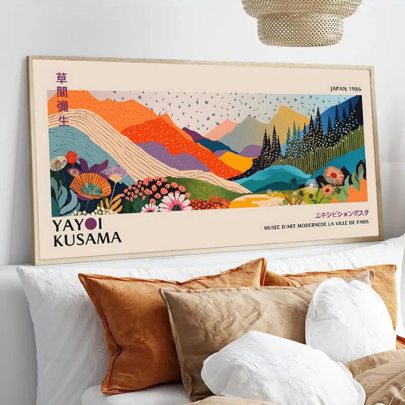 Японский Yayoi Kusama цветок выставка плакат печать холст живопись настенная художественная картина для гостиной домашний декор Cuadros фреска Японский Yayoi Kusama цветок выставка плакат печать холст живопись настенная художественная картина для гостиной домашний декор Cuadros фреска