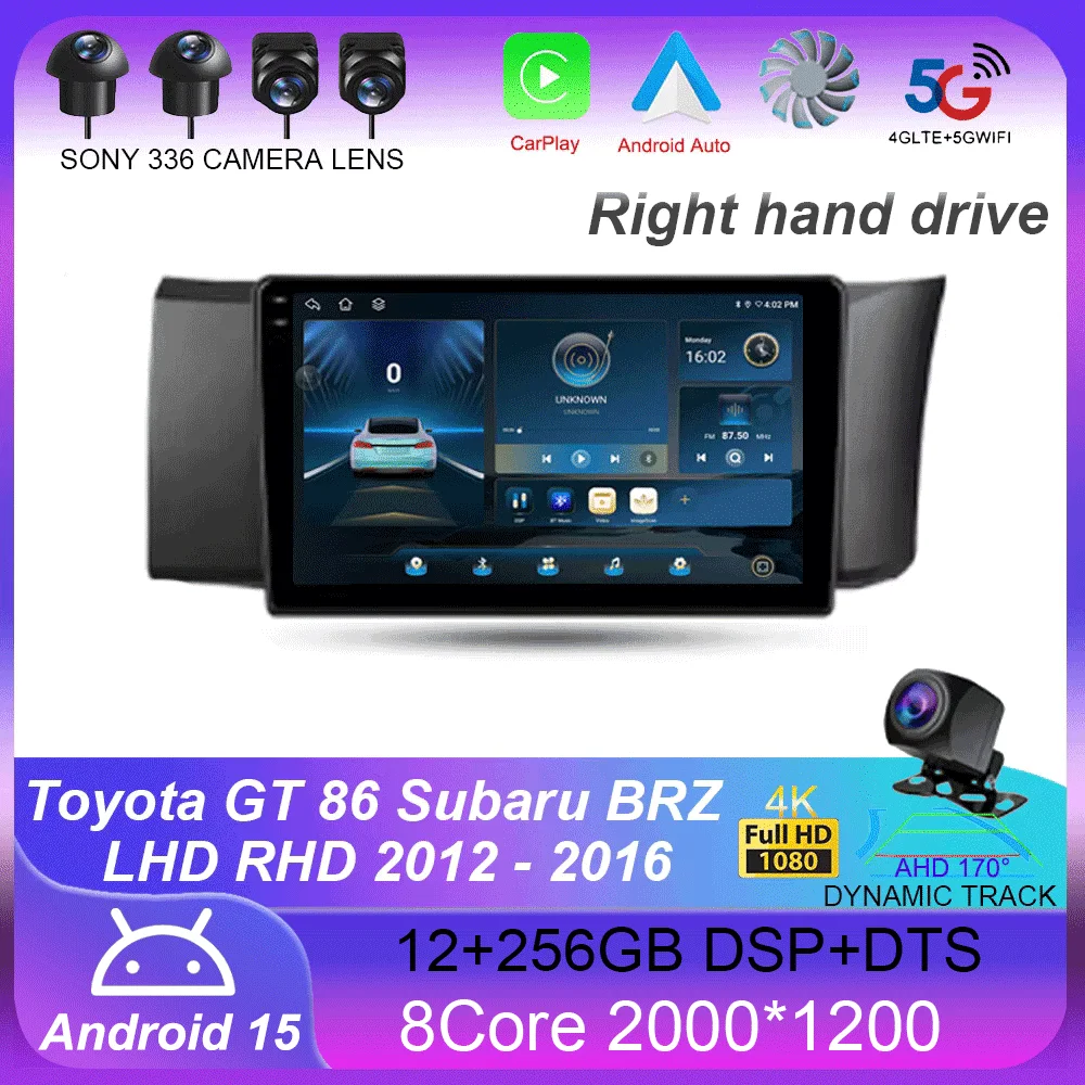 

For Toyota GT 86 For Subaru BRZ LHD RHD 2012 - 2016 Carplay GPS Car Radio Navigation Multimedia Video Player Stereo BT Android15