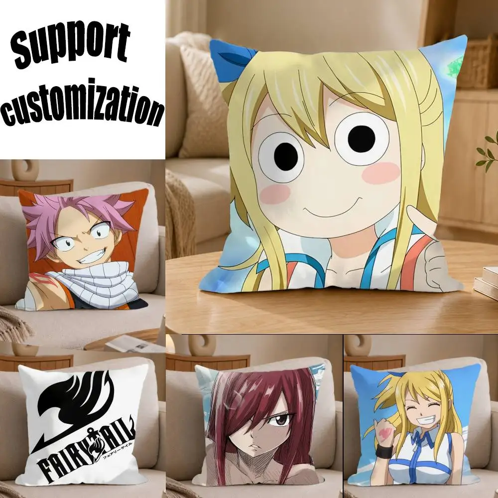 

Lucy Anime F-Fairy Tail Natsu Square Sofa Pillow Cover Solid Color Living Room Home Decor Cushion Case