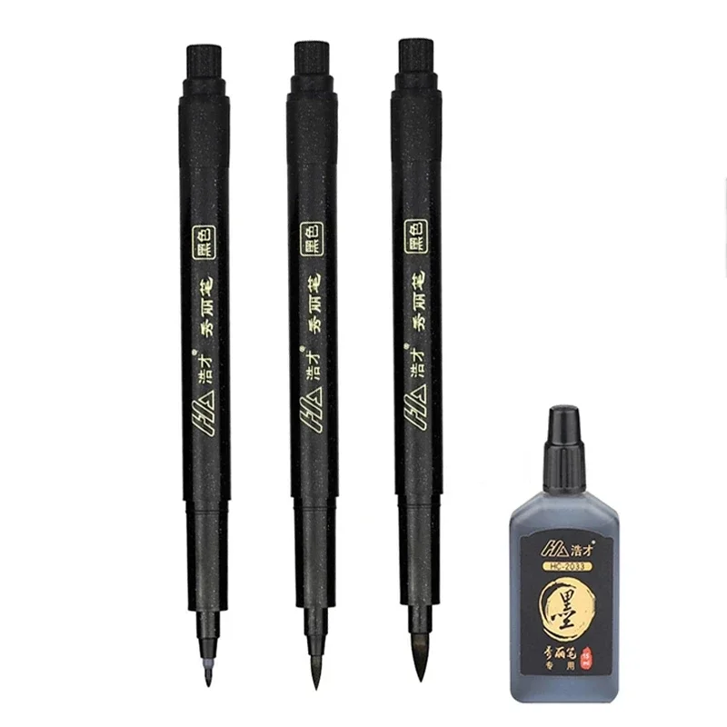 

3pcs/lot Calligraphy Pen Brush Pen Hand Lettering Black Ink Markers Art Writing Office School Supplies Stationery Student