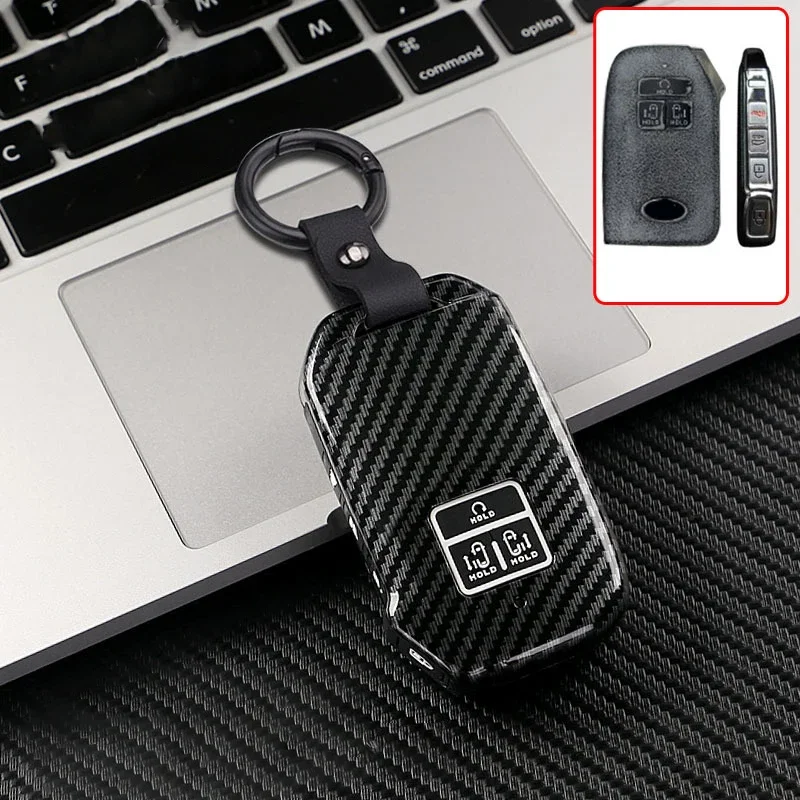 

ABS Carbon 7 Buttons Shell Fob Holder Keychain For Kia K5 K3 K4 Sportage Carnival Sedona Car Key Case Cover Accessories