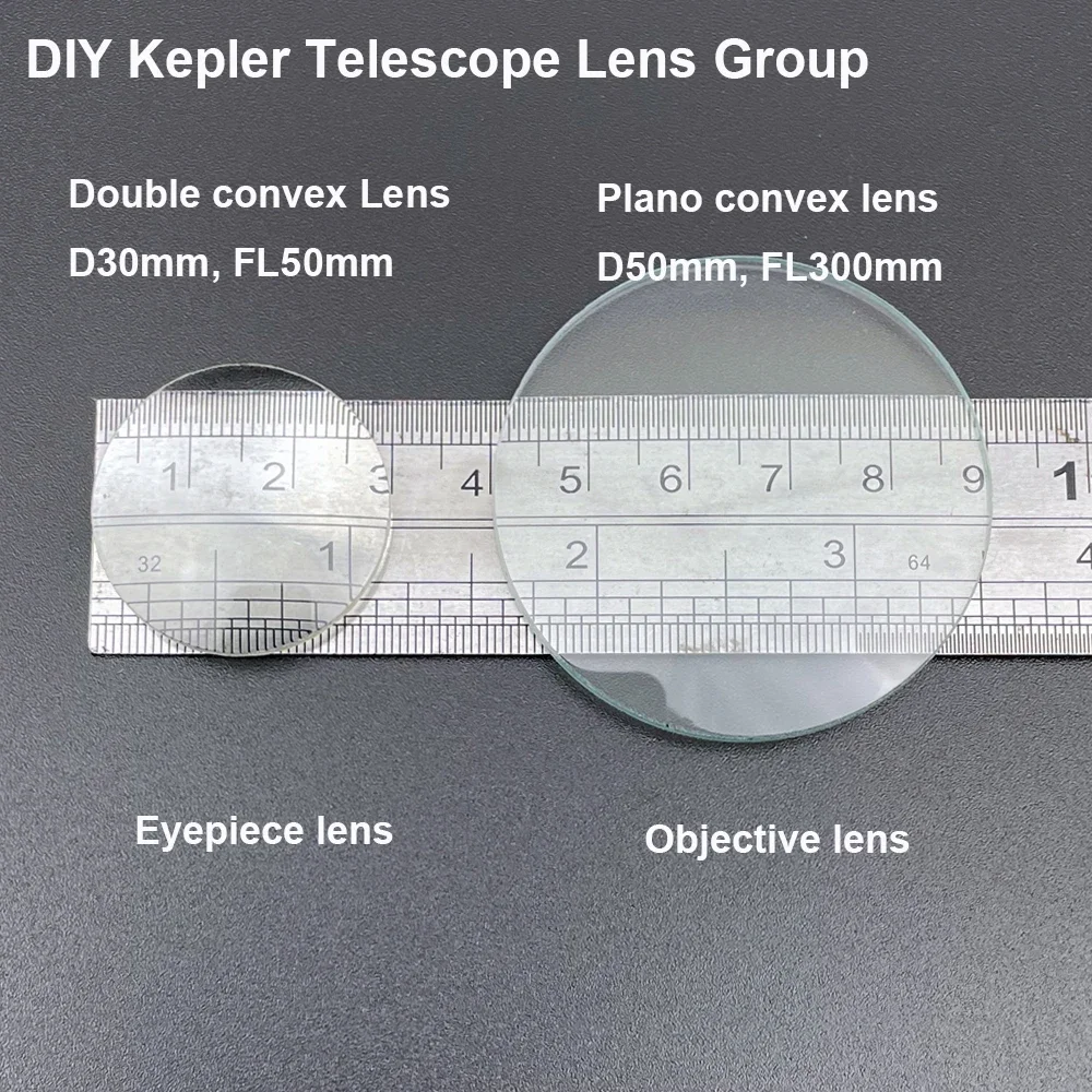 30mm Double Convex Focal Length 50mm and 50mm Plano Convex FL 300mm Glass Lens DIY Telescope Lens Group